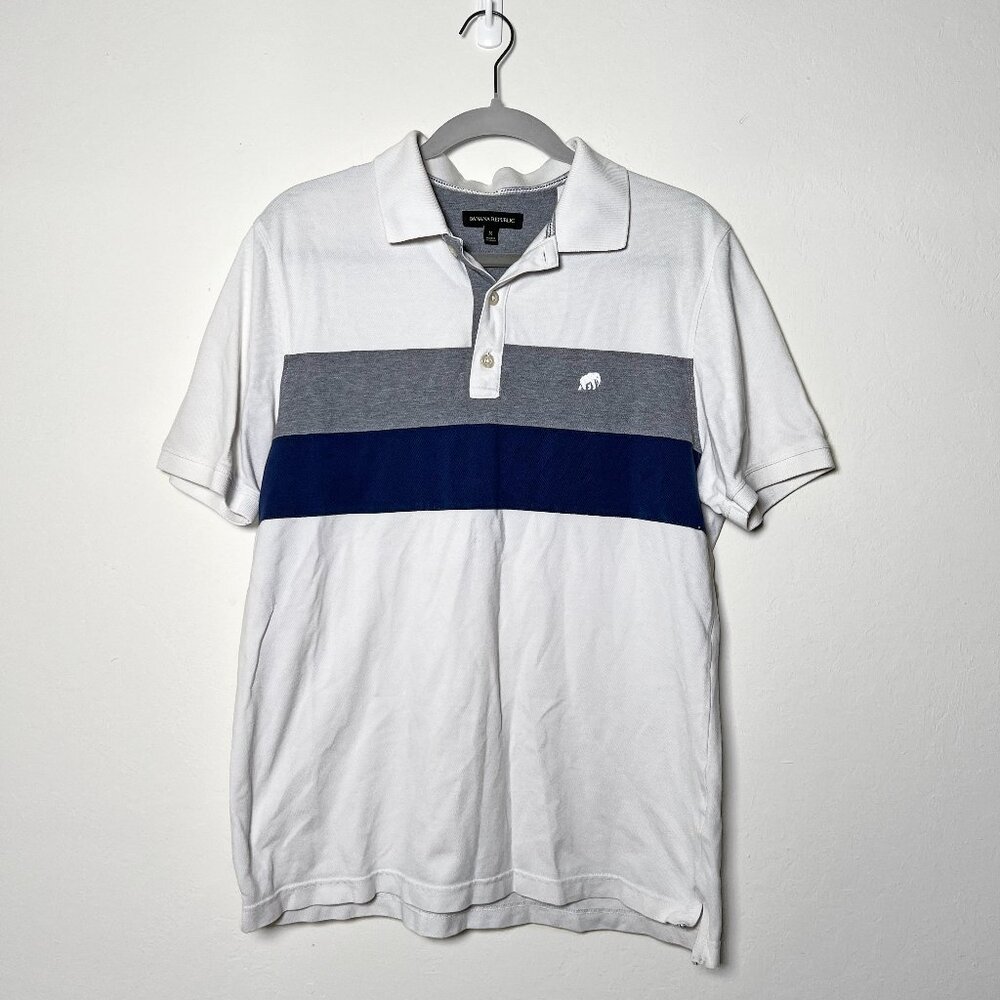 Banana Republic Blue Grey Contrast Stripe Polo Size M - Picture 1 of 4